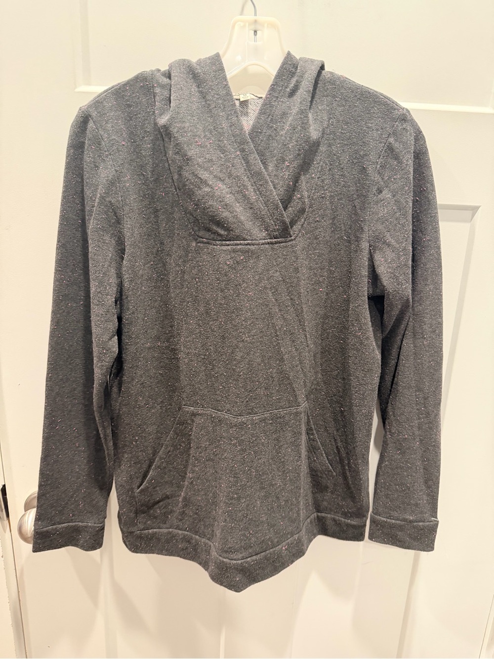Bass Charcoal Cowl Neck Hoodie Medium Pink Speckled Pullover Sweatshirt